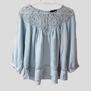 Boho Lace Button Top- Mint- S